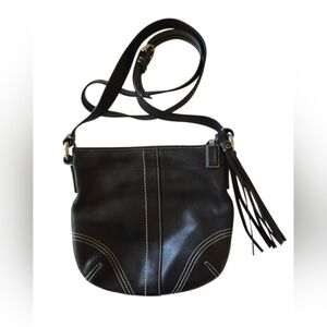 Coach Black Crossbody Bag with Stitching and Tassel